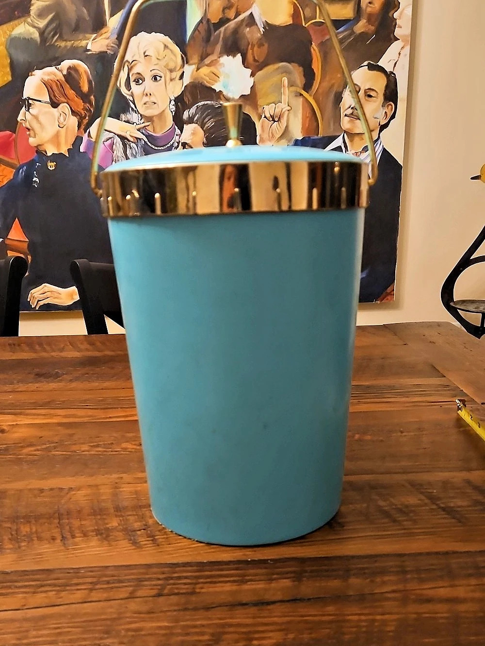 Mid- Century Turquoise Blue Ice Bucket with Lid